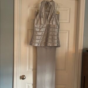 Liz Claiborne Silver Backless Pant Dress